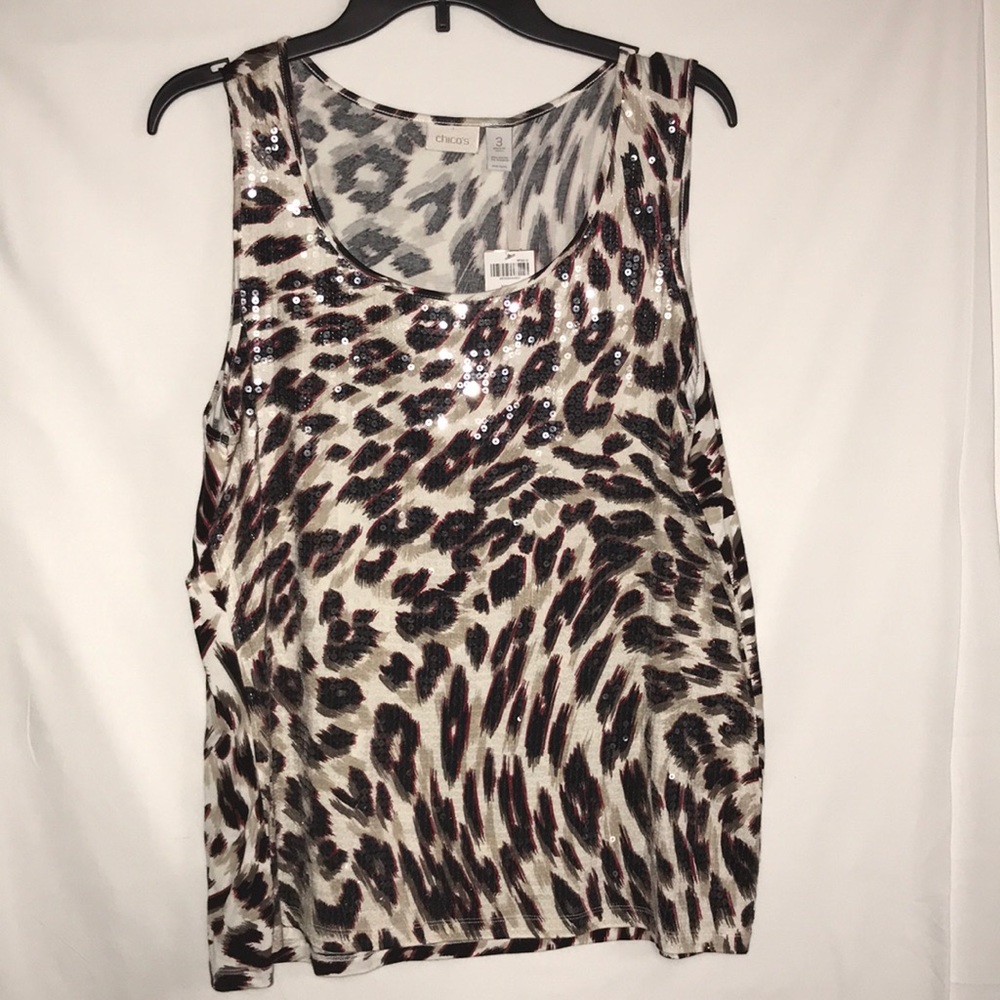 Chico’s animal bling sequin tank size 3